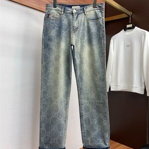 Gucci Denim Monogram Straight Jeans
